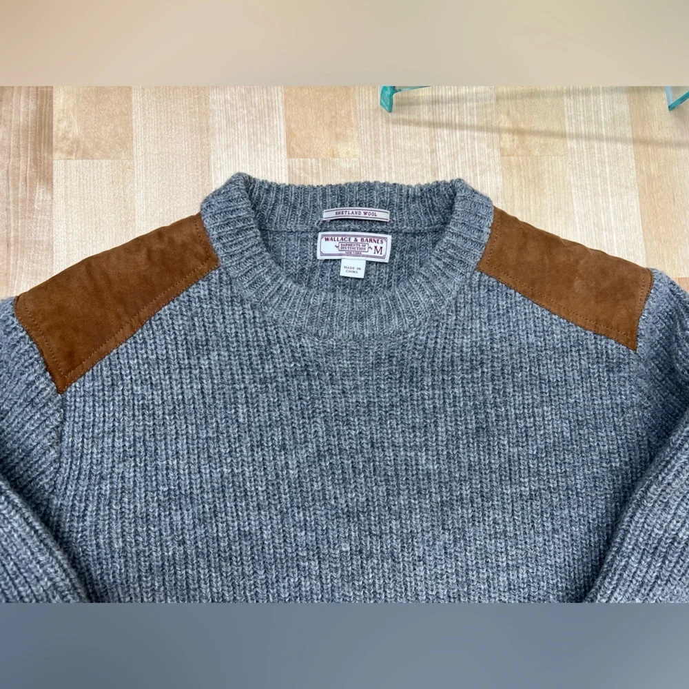 Wallace & Barnes Shetland 100% Wool color Gray brown Suede Shoulder Patch - Picture 8 of 10